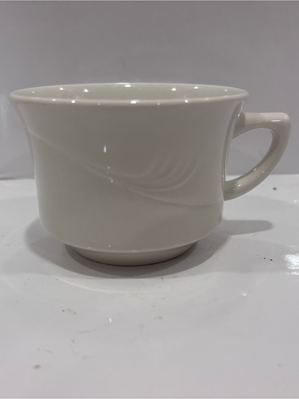 Vintage Gibson Scotia White Embossed Swirl Coffee Mug / Tea Cup